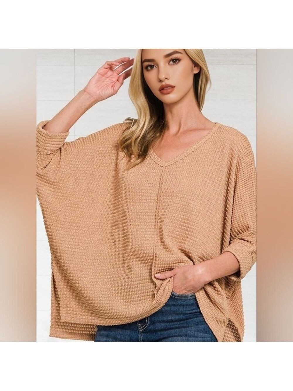NWT Farmhouse Poncho-Style Textured  Womens Top